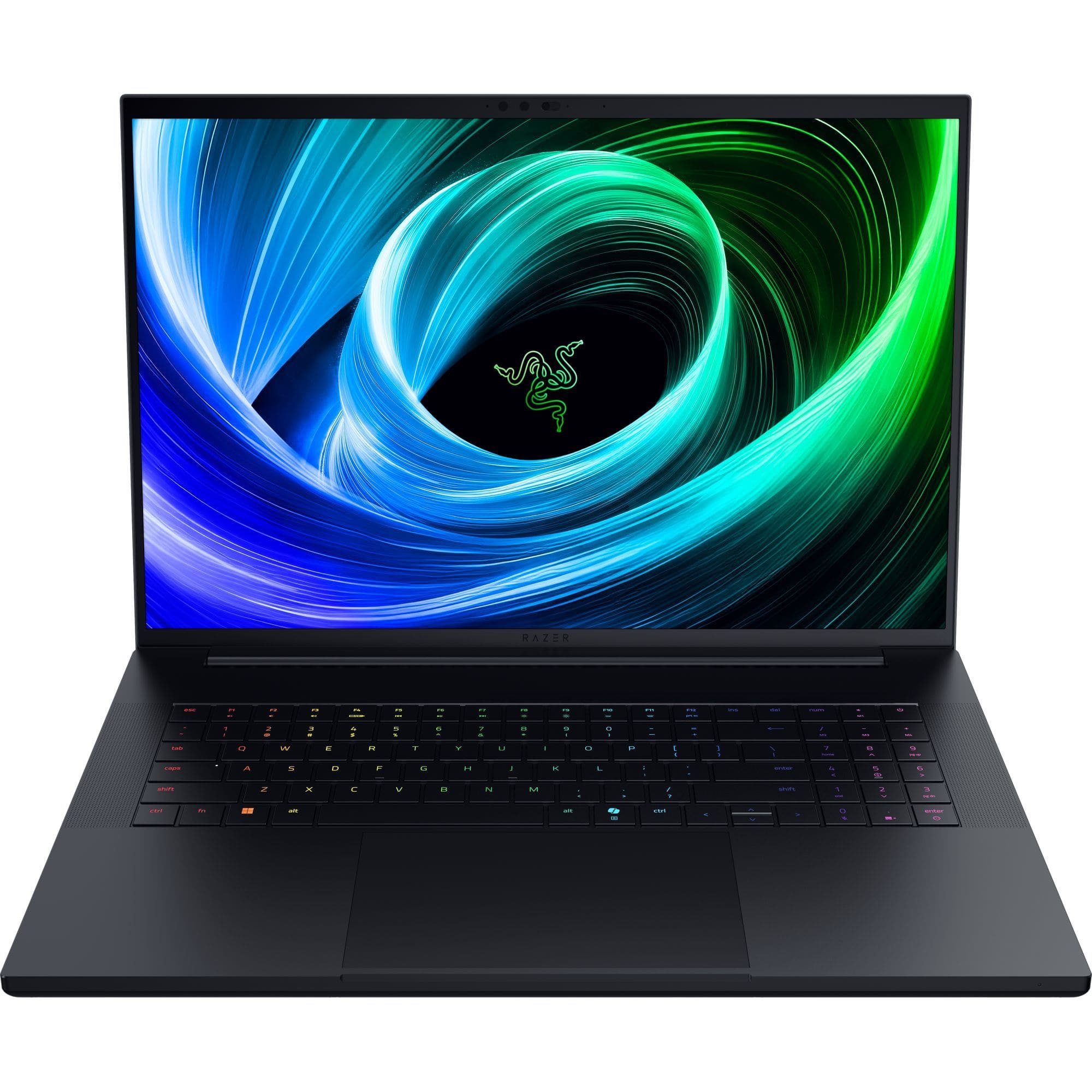 Front. Razer - Blade 18 - 18" Dual 4K 240Hz + 440Hz Gaming Laptop - Intel 9 275HX with 32GB RAM - NVIDIA RTX 5090 - 2TB SSD - Black.