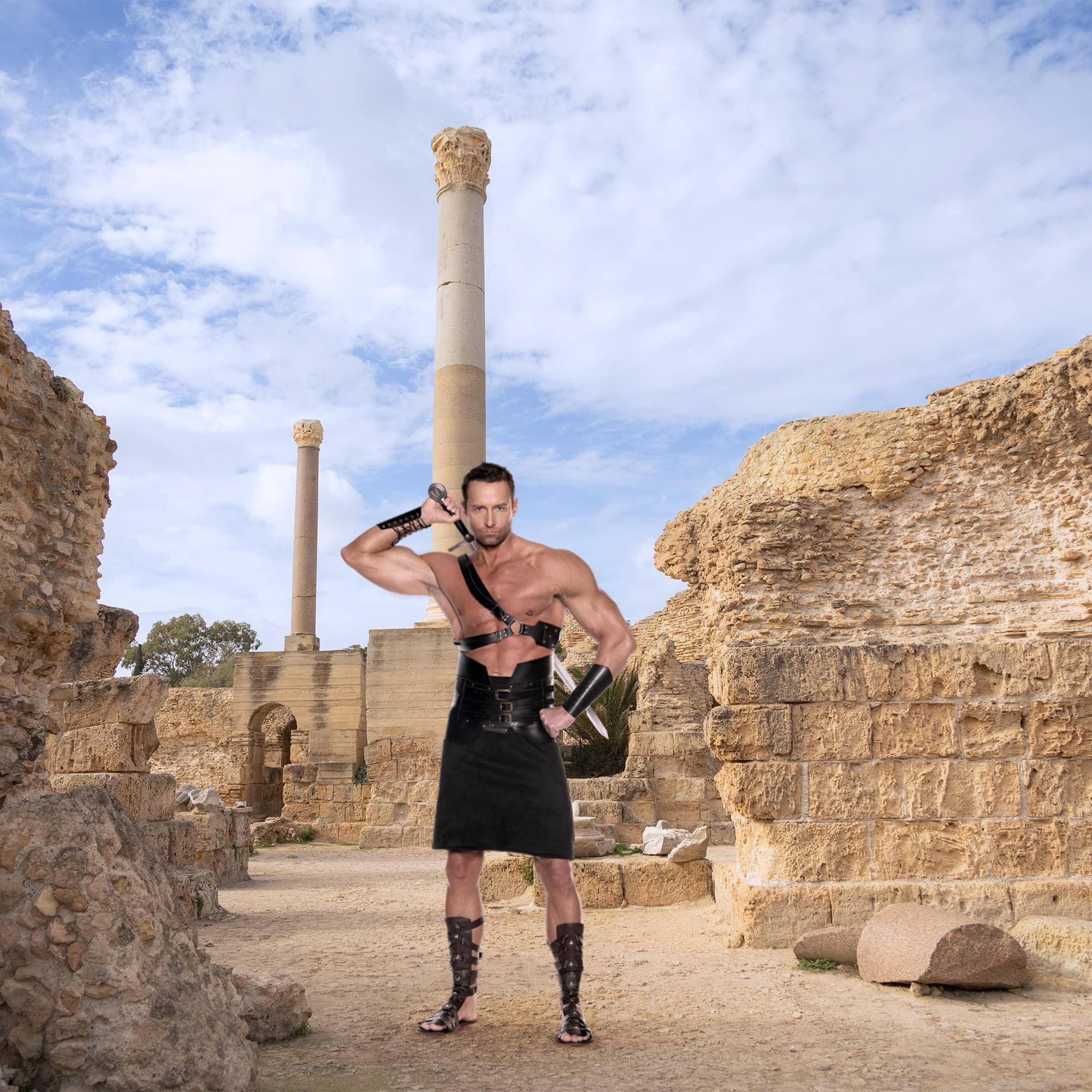 Alt View 10. Underwraps - Black Faux Leather Celtic Sword Back Sheath Adult Costume Accessory - Black.