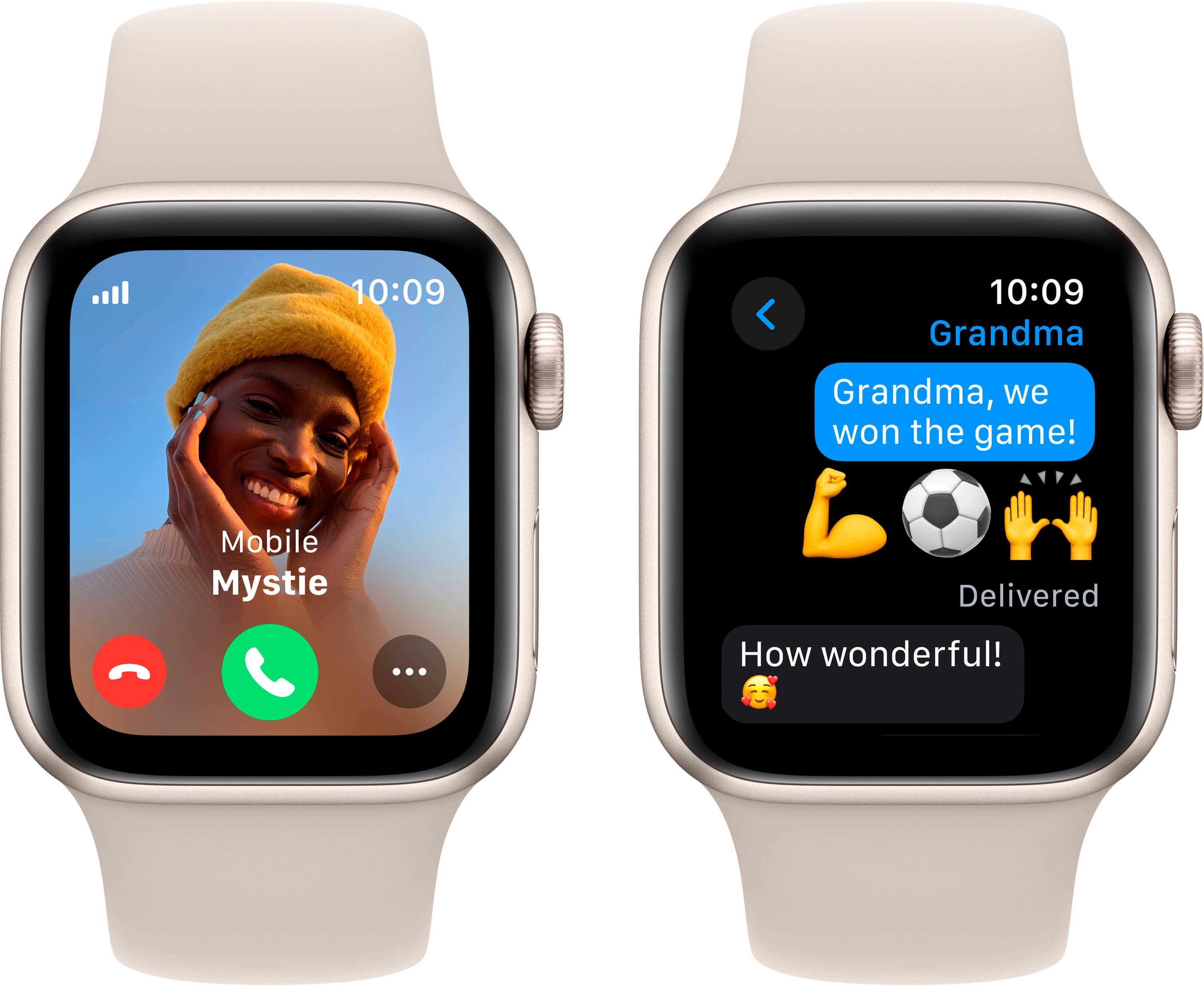 Alt View 13. Apple - Apple Watch SE 2nd Generation (GPS + Cellular) 40mm Starlight Aluminum Case with Starlight Sport Band - M/L - Starlight.