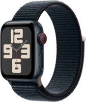 Apple Watch SE 2nd Generation (GPS + Cellular) 40mm Midnight Aluminum Case with Midnight Sport Loop - Midnight (Verizon) - Front_Zoom