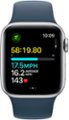 Alt View 15. Apple - Apple Watch SE 2nd Generation (GPS + Cellular) 40mm Silver Aluminum Case with Storm Blue Sport Band - S/M - Silver.