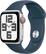 Front. Apple - Apple Watch SE 2nd Generation (GPS + Cellular) 40mm Silver Aluminum Case with Storm Blue Sport Band - M/L - Silver.