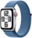 Front. Apple - Apple Watch SE 2nd Generation (GPS + Cellular) 40mm Silver Aluminum Case with Winter Blue Sport Loop - Silver.
