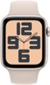 Angle. Apple - Apple Watch SE 2nd Generation (GPS + Cellular) 44mm Starlight Aluminum Case with Starlight Sport Band - M/L - Starlight.