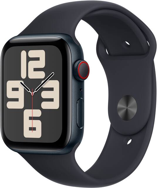 Apple Watch SE 2nd Generation GPS Cellular 44mm Midnight Aluminum Case with Midnight Sport Band M L Midnight Verizon 2022 MRH73LL A Best Buy