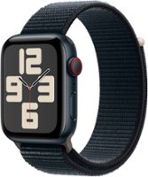 Apple Watch SE 2nd Generation (GPS + Cellular) 44mm Midnight Aluminum Case with Midnight Sport Loop - Midnight (Verizon) - Front_Zoom