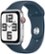 Front. Apple - Apple Watch SE 2nd Generation (GPS + Cellular) 44mm Silver Aluminum Case with Storm Blue Sport Band - M/L - Silver.