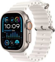 Apple Watch Ultra 2 (GPS + Cellular) 49mm Titanium Case with White Ocean Band - Titanium - Front_Zoom