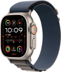 Apple Watch Ultra 2 (GPS + Cellular) 49mm Titanium Case with Blue Alpine Loop - Small - Titanium - Front_Zoom