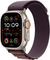 Apple Watch Ultra 2 (GPS + Cellular) 49mm Titanium Case with Indigo Alpine Loop with Blood Oxygen - Small - Titanium (AT&T) - Front_Zoom