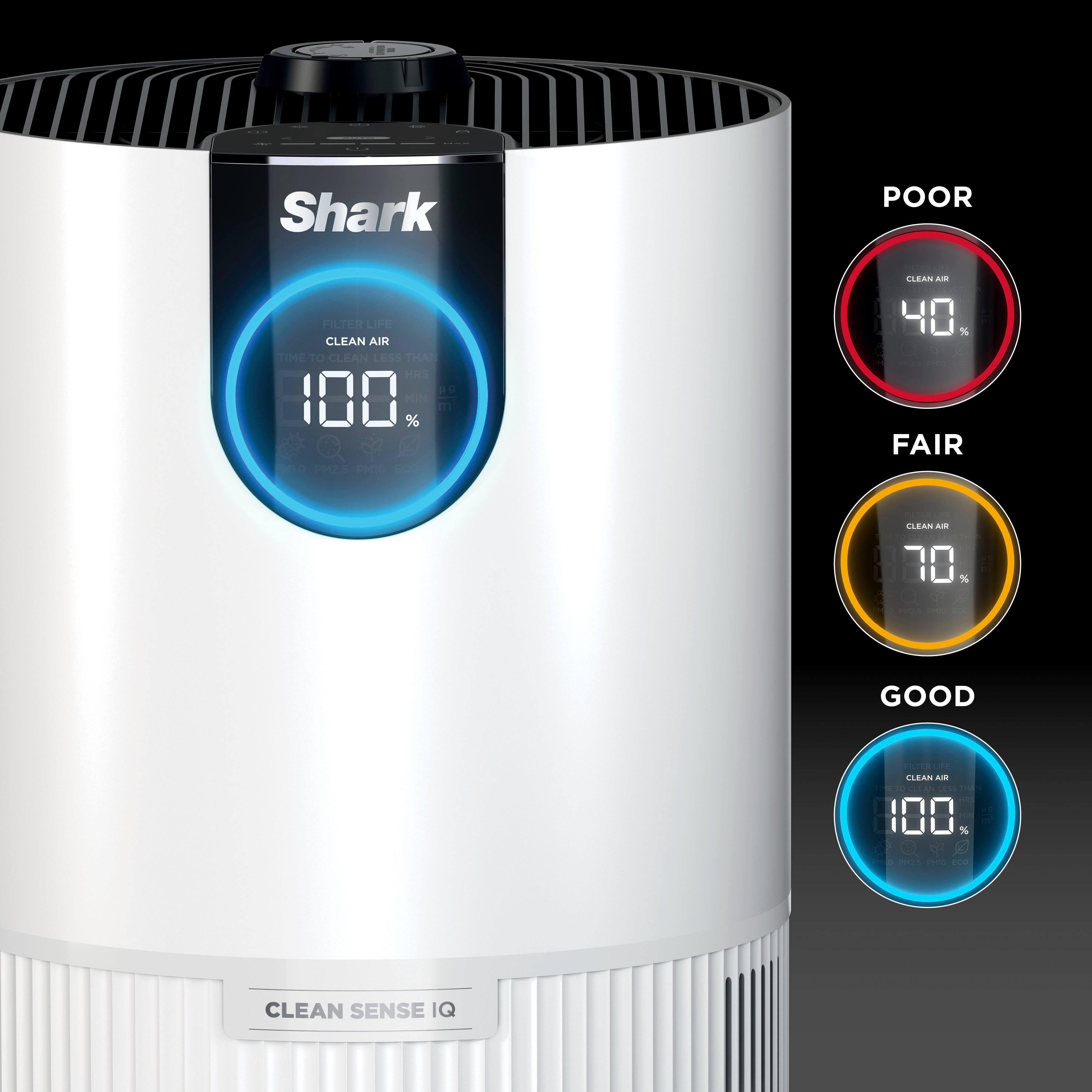 Angle. Shark - Clean Sense Air Purifier with Odor Neutralizer Technology, HEPA Filter, 500 sq. ft. - White.