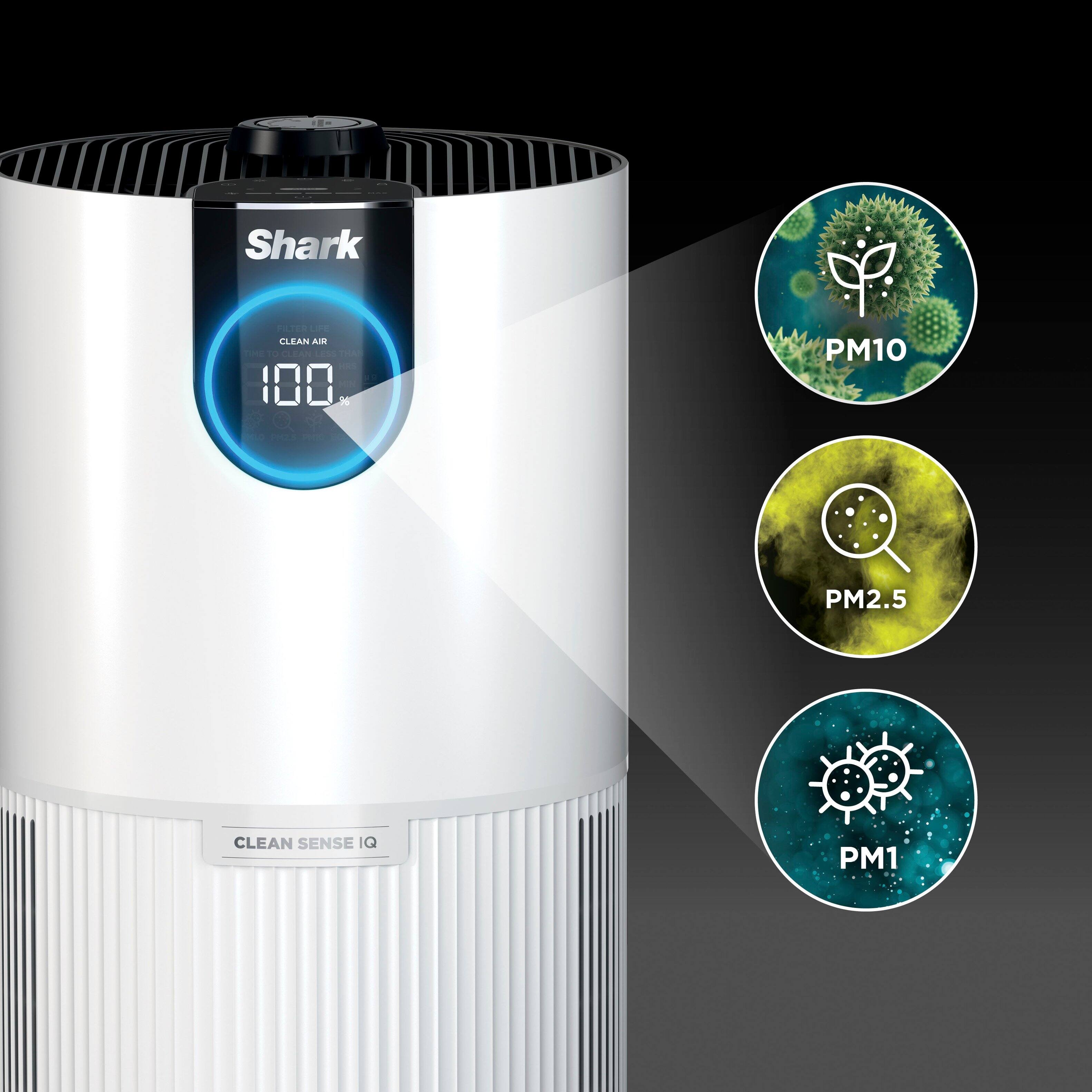 Left. Shark - Clean Sense Air Purifier with Odor Neutralizer Technology, HEPA Filter, 500 sq. ft. - White.