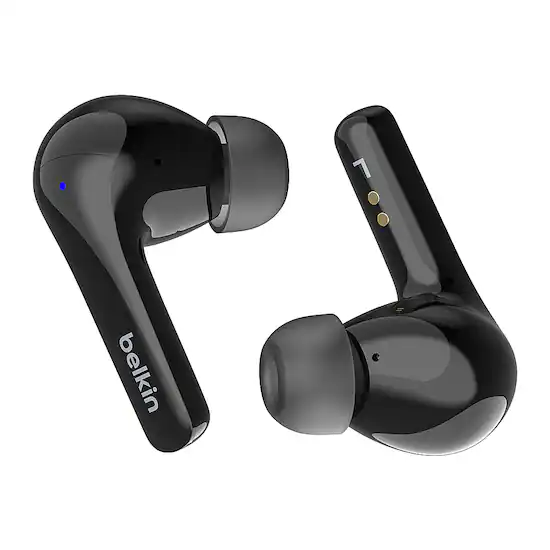 Belkin SoundForm Motion True Wireless Noise Cancelling Earbuds with Wireless Charging Case Black AUC010btBK Best Buy