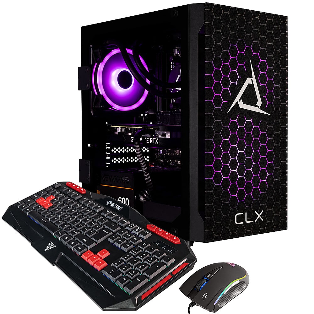Alt View 2. CLX - SET Gaming Desktop - AMD Ryzen 7 7700X - 32GB DDR5 4800 Memory - GeForce RTX 4060 - 1TB NVMe M.2 SSD + 2TB HDD - Black.