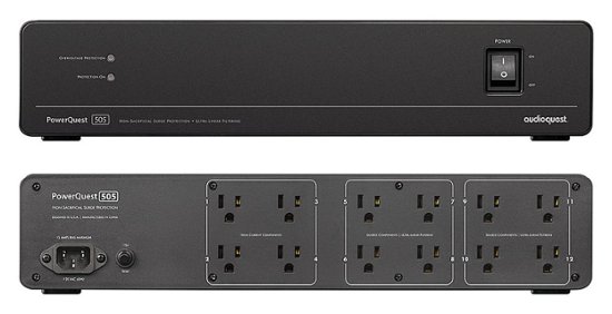 Front Zoom. AudioQuest - PowerQuest 505 12-Outlet Unlimited Joules Non-Sacrificial Surge Protector and Linear Power Conditioner - Black.