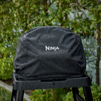 Angle. Ninja - Woodfire Premium Grill Cover Pro, Compatible with OG800 & OG900 Series - Black.