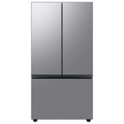 Samsung - BESPOKE 30 cu. ft. 3-Door French Door Smart Refrigerator with Beverage Center - Stainless Steel - Front_Zoom