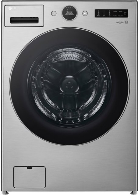 Front. LG - 4.5 Cu. Ft. High-Efficiency Stackable Smart Front Load Washer with Steam and and ezDispense - Graphite Steel.