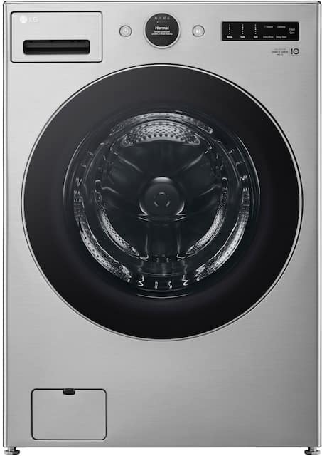 Front. LG - 4.5 Cu. Ft. High-Efficiency Stackable Smart Front Load Washer with Steam and and ezDispense - Graphite Steel.