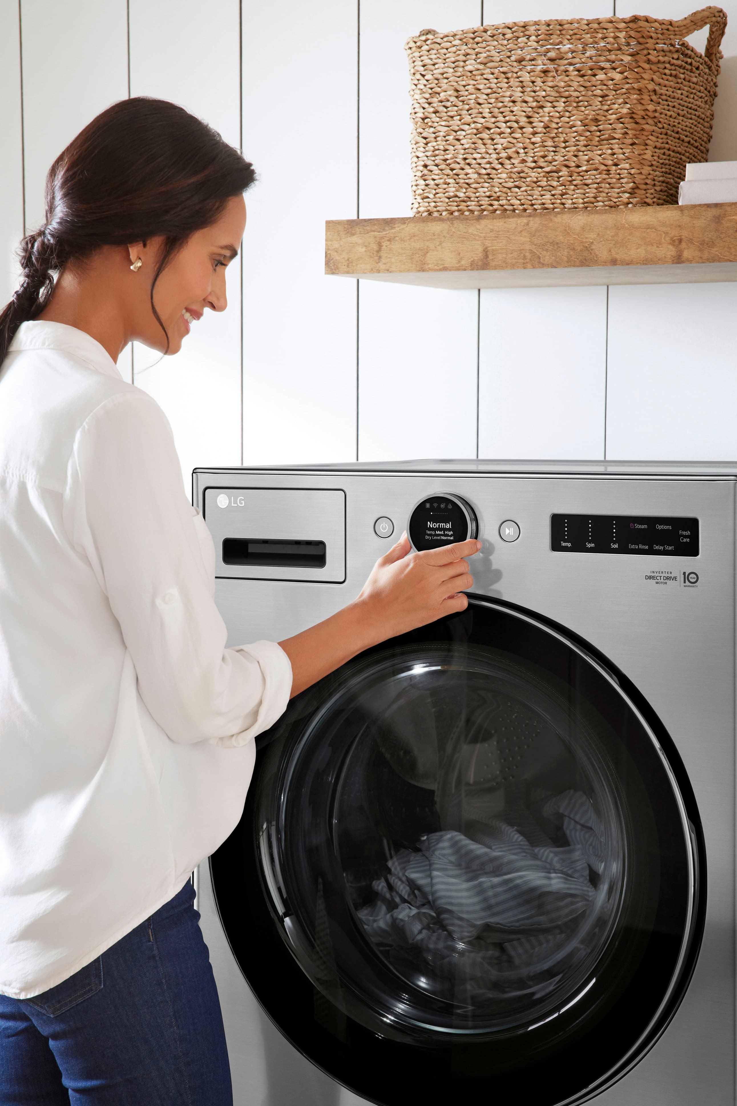 Alt View 17. LG - 4.5 Cu. Ft. High-Efficiency Stackable Smart Front Load Washer with Steam and and ezDispense - Graphite Steel.