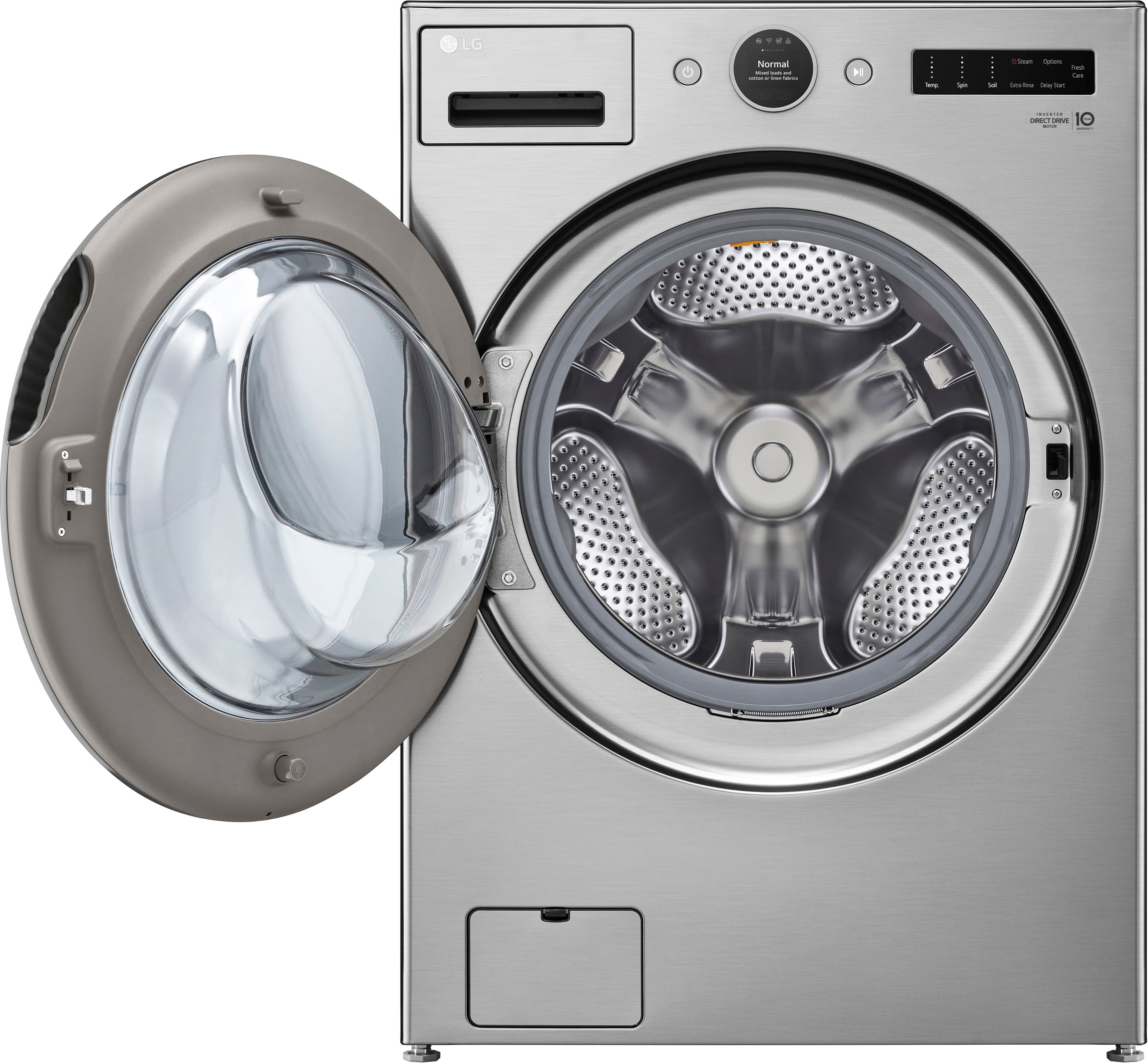 Alt View 2. LG - 4.5 Cu. Ft. High-Efficiency Stackable Smart Front Load Washer with Steam and and ezDispense - Graphite Steel.