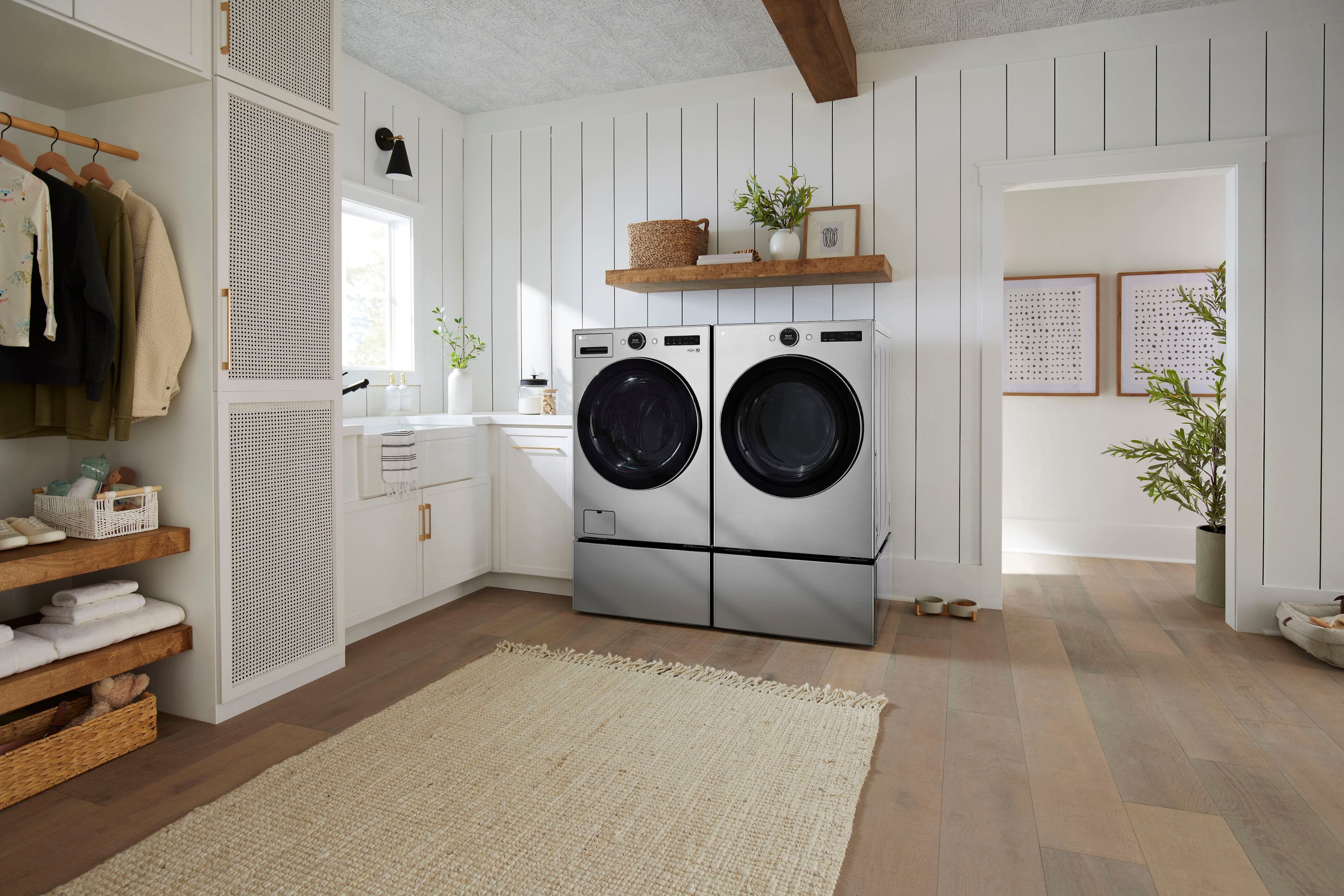 Alt View 23. LG - 4.5 Cu. Ft. High-Efficiency Stackable Smart Front Load Washer with Steam and and ezDispense - Graphite Steel.