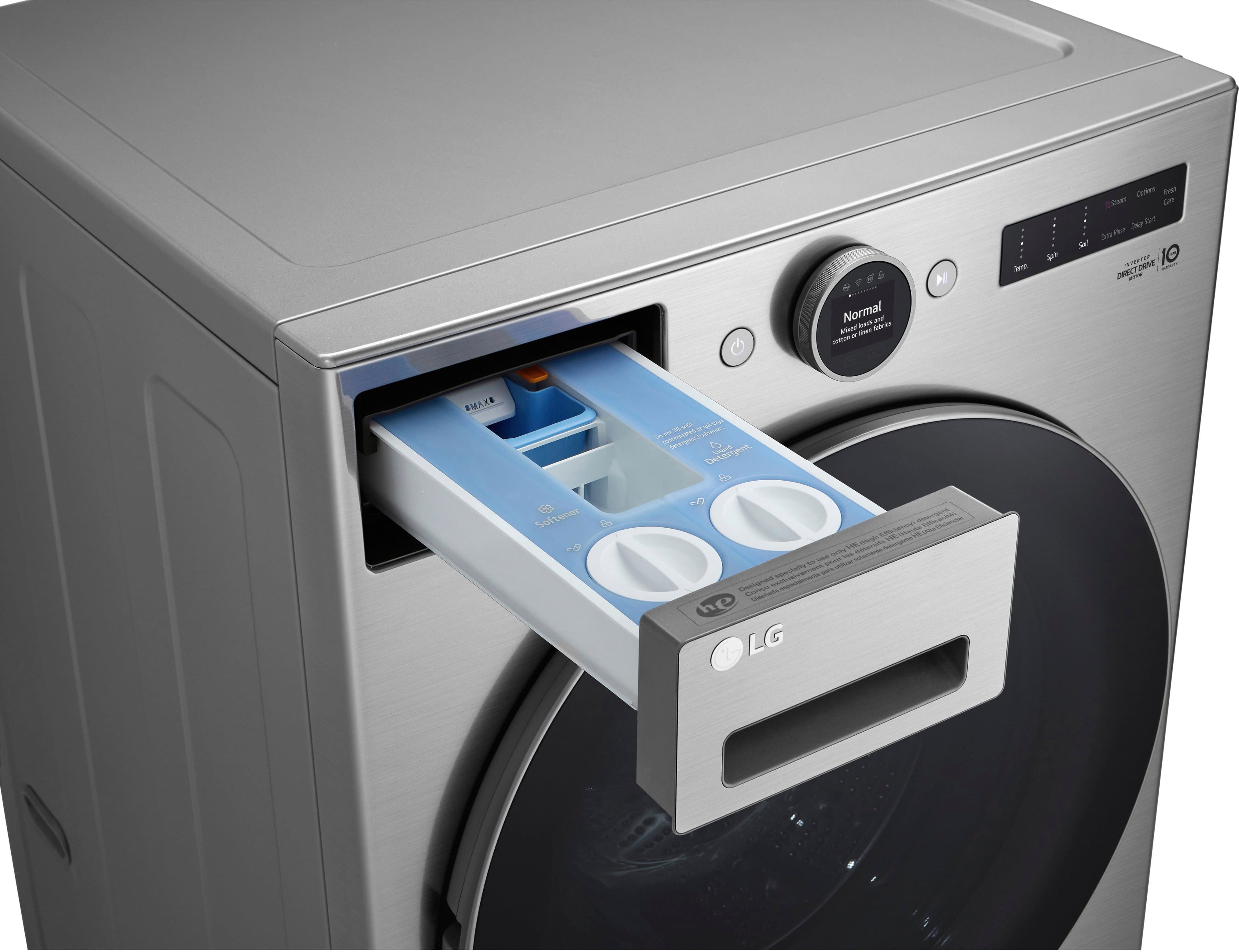 Alt View 5. LG - 4.5 Cu. Ft. High-Efficiency Stackable Smart Front Load Washer with Steam and and ezDispense - Graphite Steel.