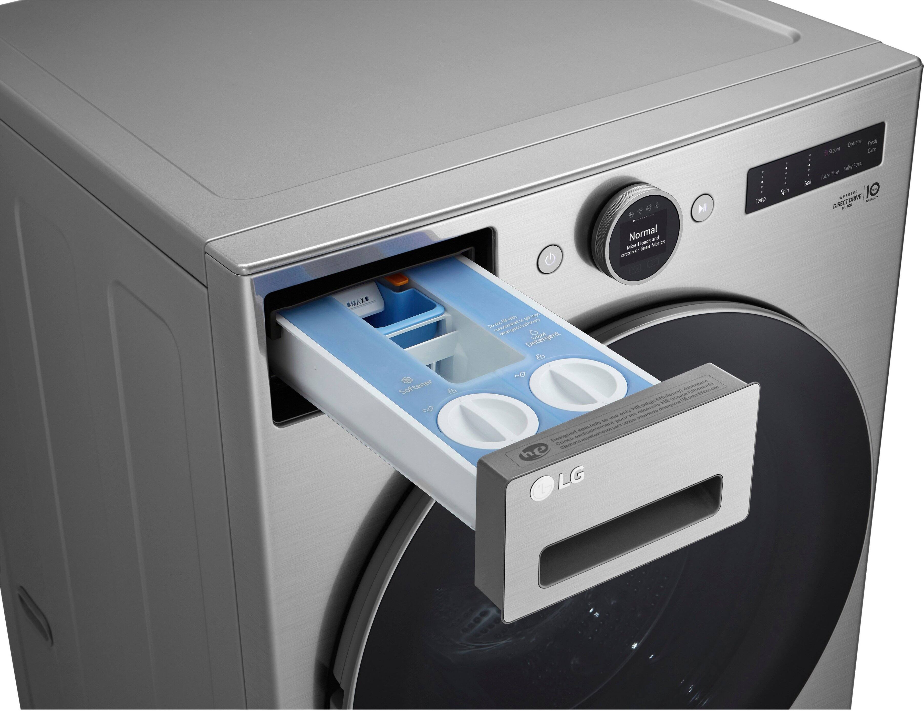 Alt View 5. LG - 4.5 Cu. Ft. High-Efficiency Stackable Smart Front Load Washer with Steam and and ezDispense - Graphite Steel.
