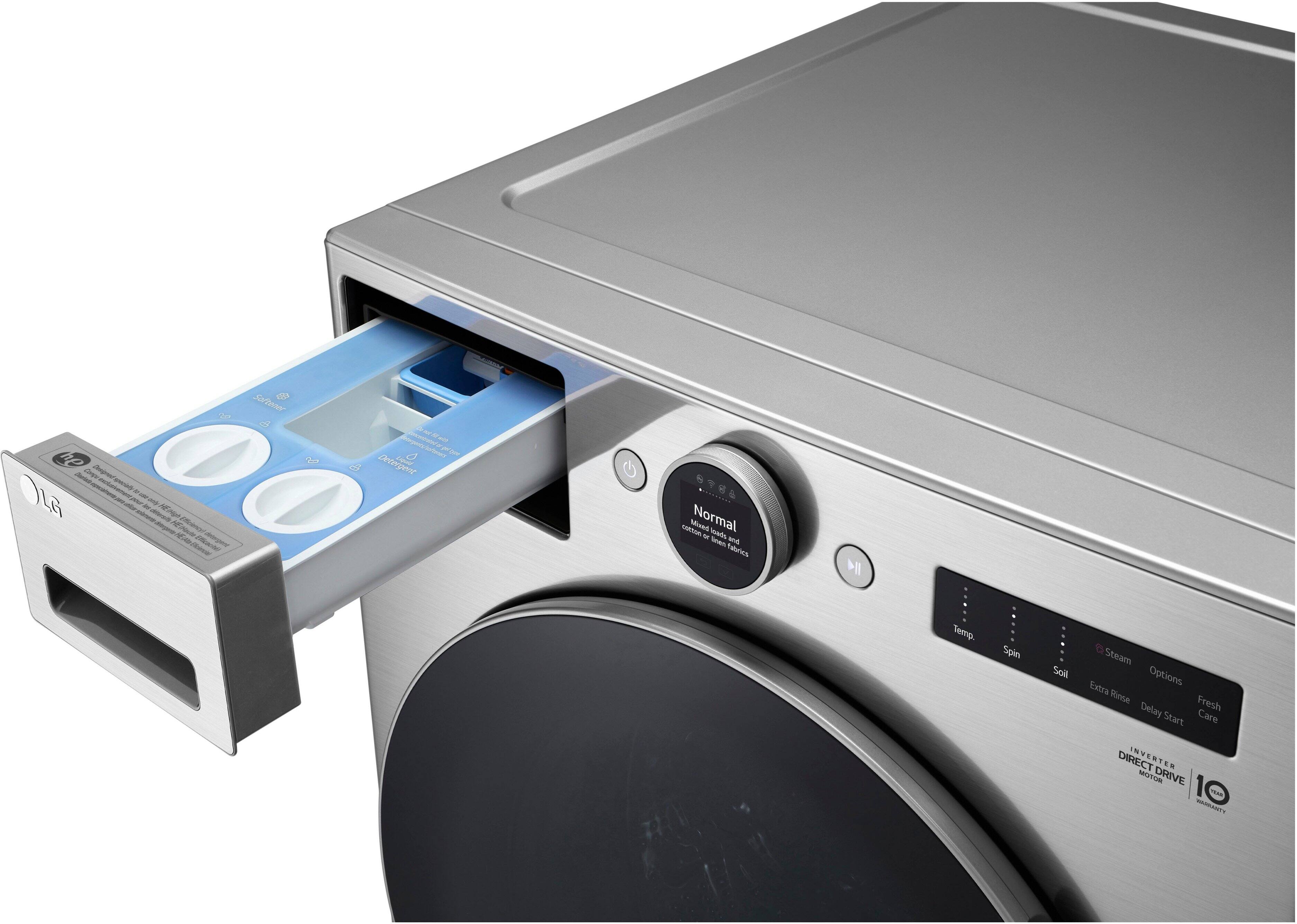 Alt View 6. LG - 4.5 Cu. Ft. High-Efficiency Stackable Smart Front Load Washer with Steam and and ezDispense - Graphite Steel.