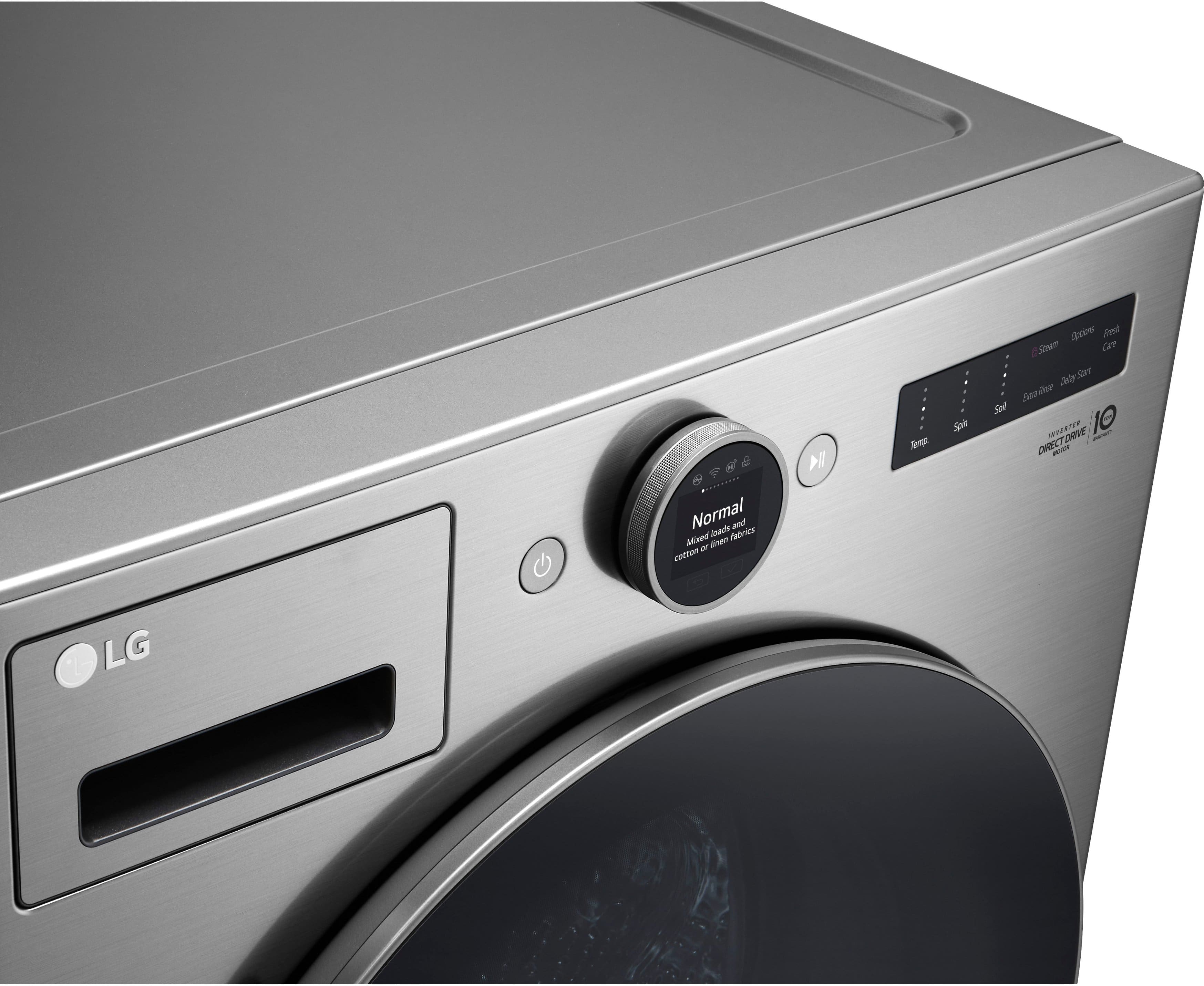 Alt View 11. LG - 4.5 Cu. Ft. High-Efficiency Stackable Smart Front Load Washer with Steam and and ezDispense - Graphite Steel.