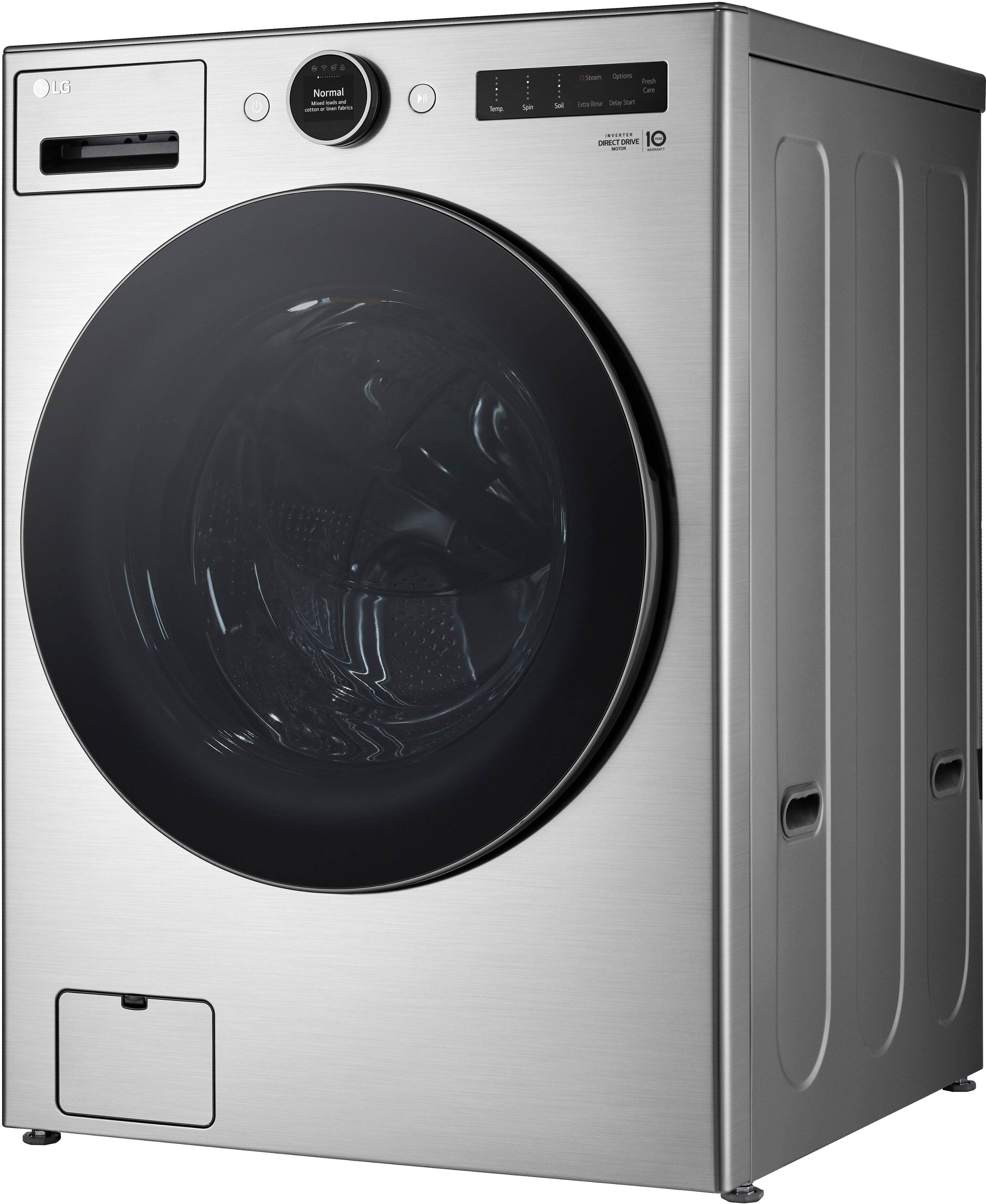 Alt View 1. LG - 4.5 Cu. Ft. High-Efficiency Stackable Smart Front Load Washer with Steam and and ezDispense - Graphite Steel.