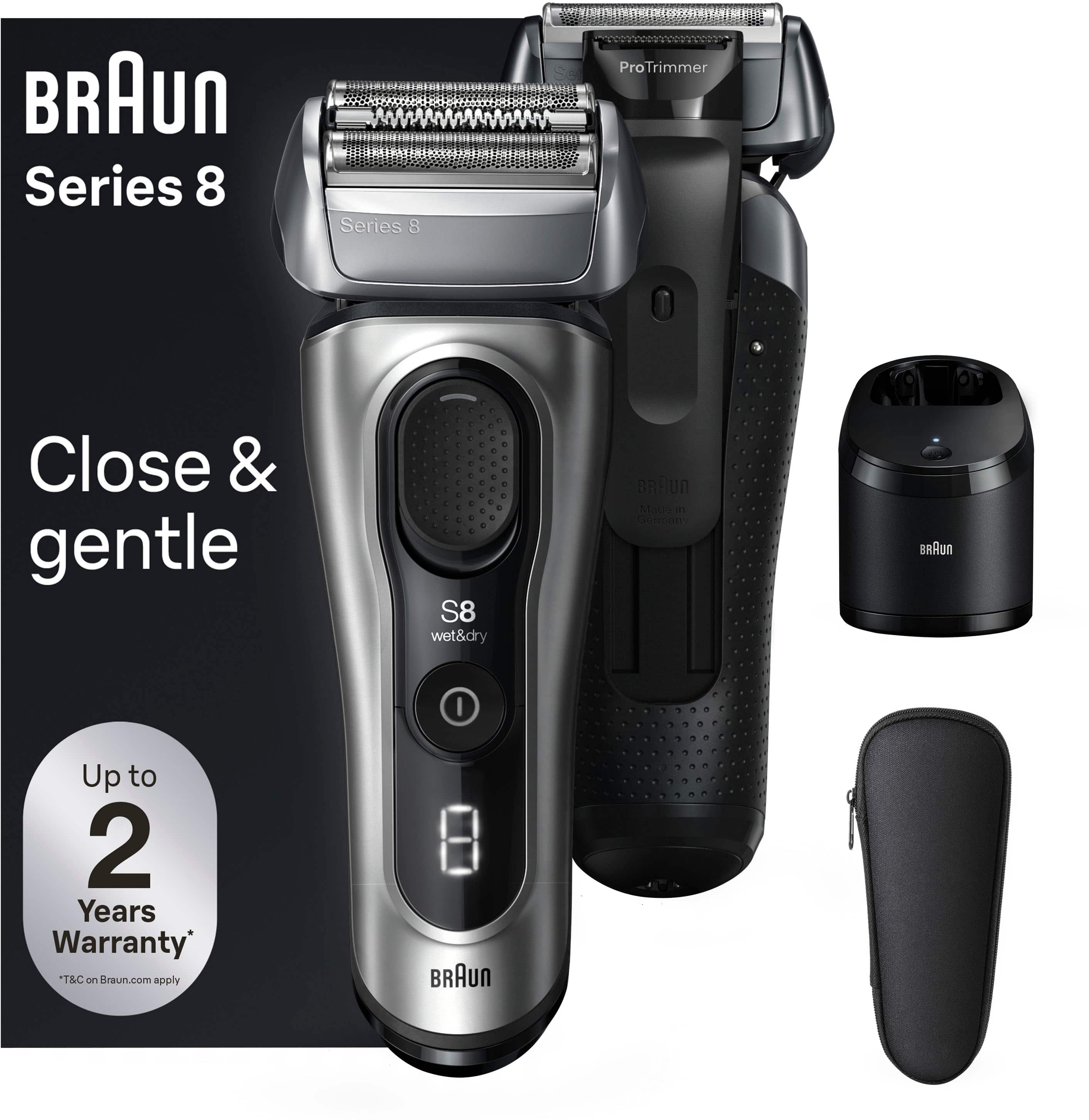 Alt View 11. Braun - Braun Series 8 Electric Shaver with 5 in 1 SmartCare Center - Galvano Silver.