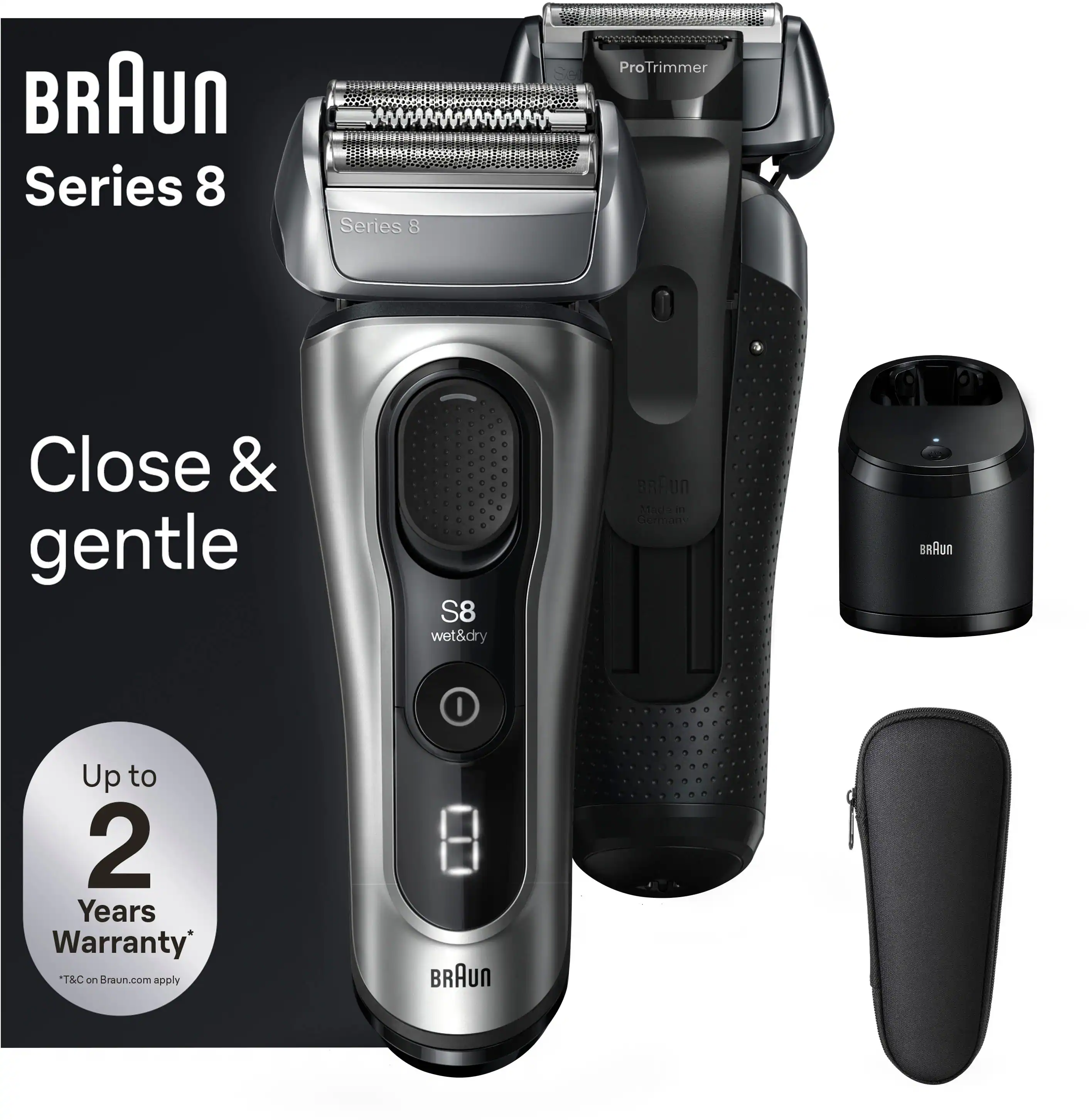 Alt View 11. Braun - Braun Series 8 Electric Shaver with 5 in 1 SmartCare Center - Galvano Silver.