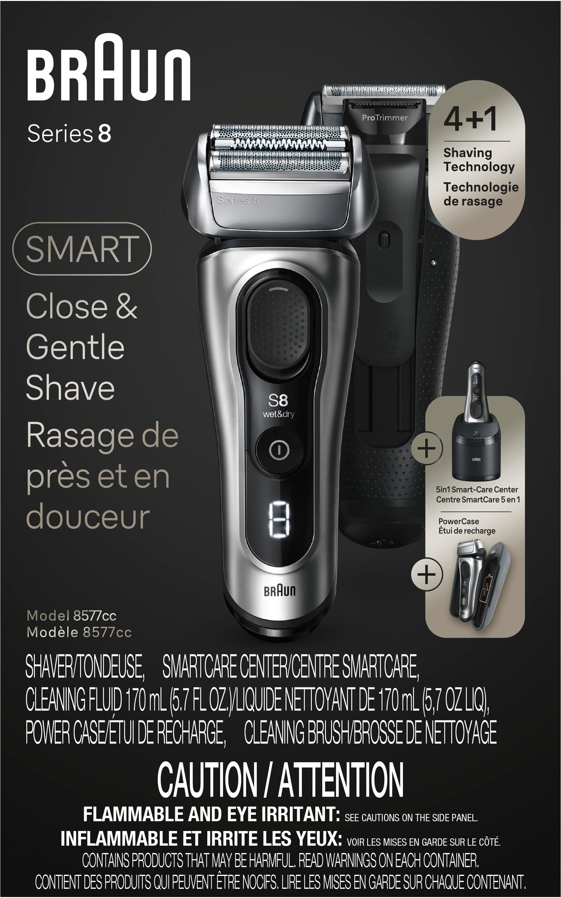 Alt View 12. Braun - Braun Series 8 Electric Shaver with 5 in 1 SmartCare Center - Galvano Silver.