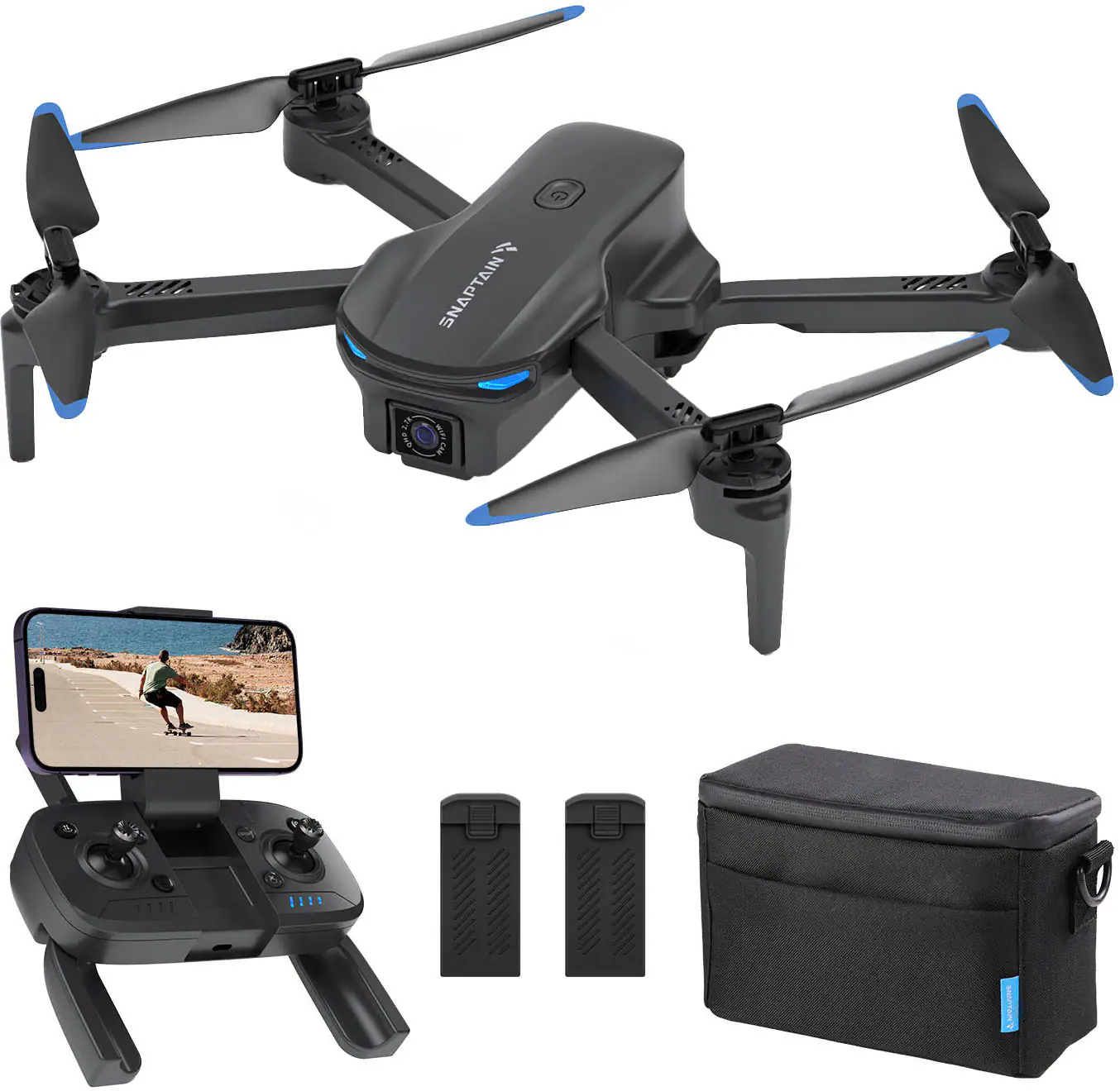 Zoom in on Front. Snaptain - E20 Foldable Drone with Remote Controller - Gray.