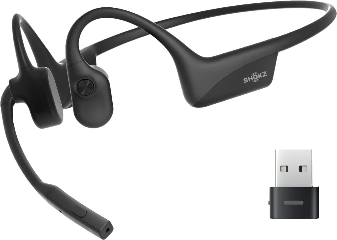 Shokz OpenComm 2 UC USB-A Bluetooth Bone Conduction Headset Black 