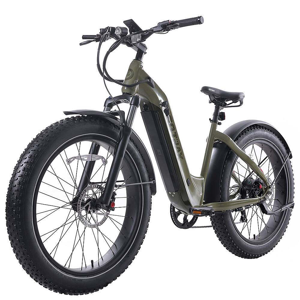 Angle. GoTrax - Tundra Step Thru eBike w/ 43 mile Max Operating Range and 20 MPH Max Speed - Green.
