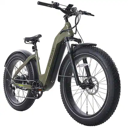 Front. GoTrax - Tundra Step Thru eBike w/ 43 mile Max Operating Range and 20 MPH Max Speed - Green.