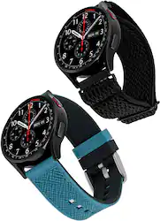 WITHit - Textured Elastic Nylon Band and Colorpop Silicone Band for 20mm Samsung Galaxy 6 (2-Pack) - Black - Angle_Zoom