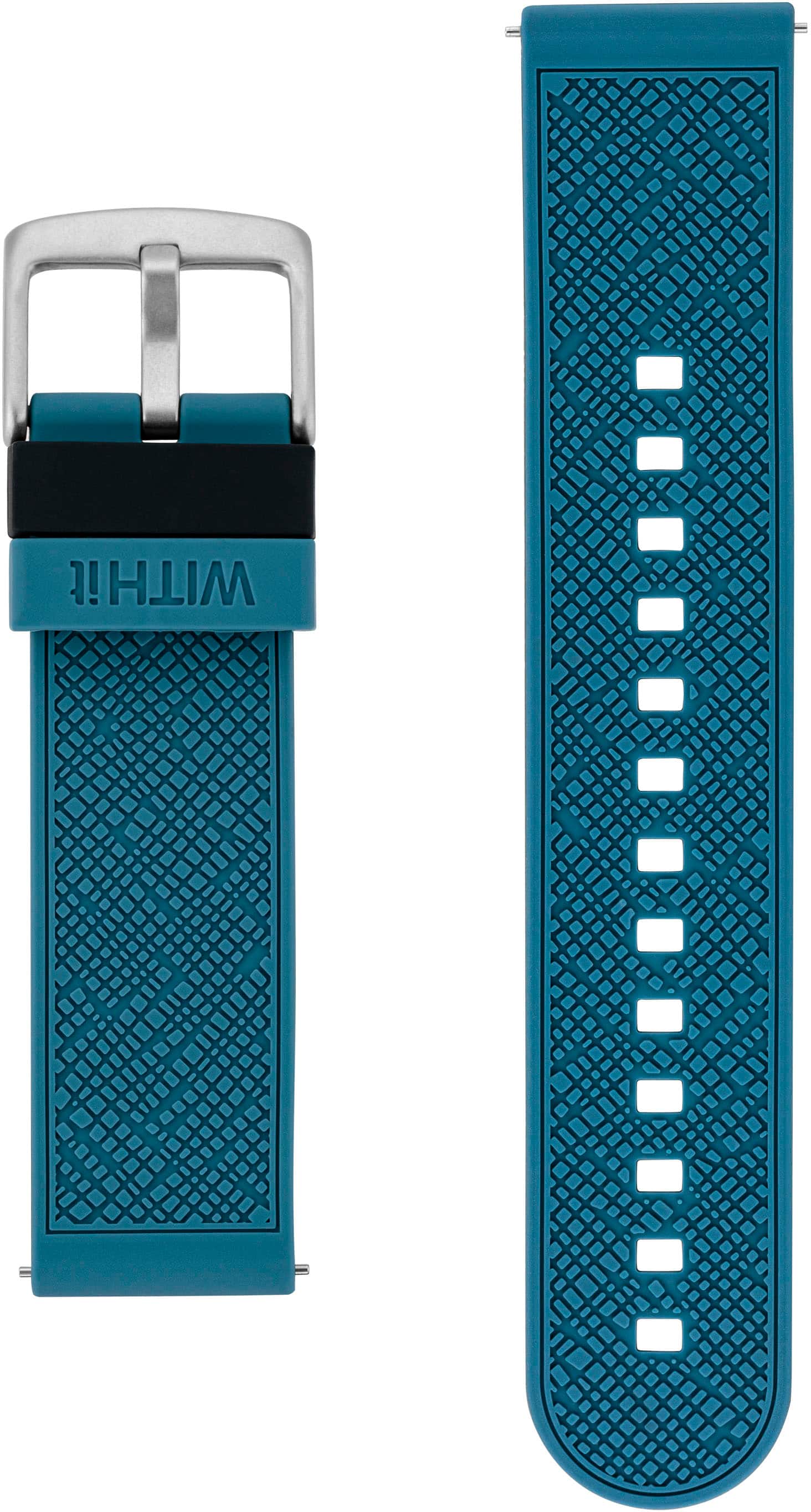 Left. WITHit - Textured Elastic Nylon Band and Colorpop Silicone Band for 20mm Samsung Galaxy 6 (2-Pack) - Black.