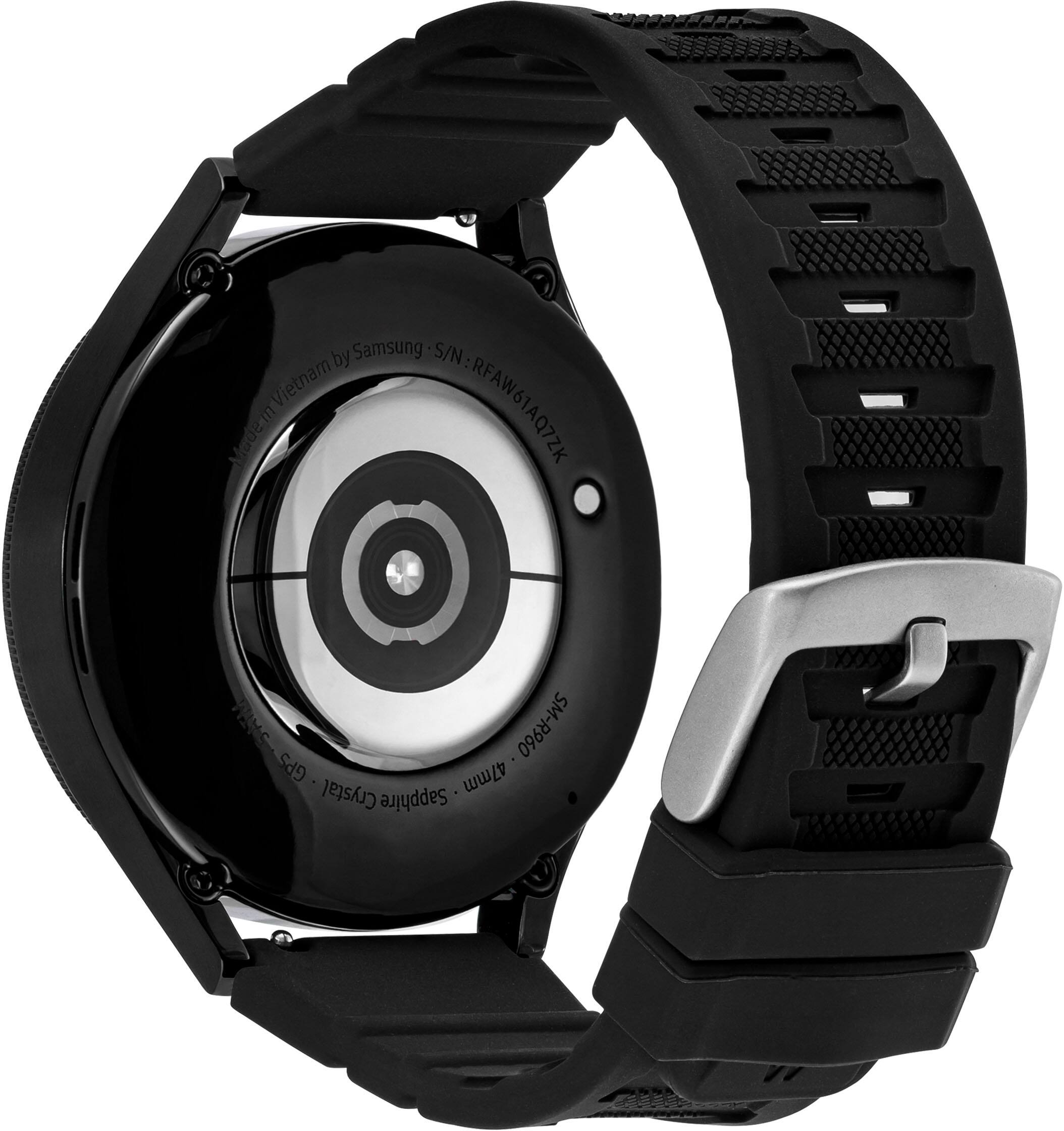 The text on the image reads: "by Samsung S/N RF Vietnam RFAW61AQ7ZK E wane  SM-GPSATM SATM SM-R960 T GPS 47mm Crystal Sapphire."