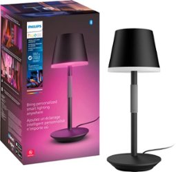 Philips - Geek Squad Certified Refurbished Hue Go Portable Table Lamp - Black - Front_Zoom