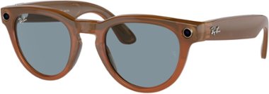 Ray-Ban Meta - Headliner Smart Glasses with Meta Ai, Audio, Photo, Video Compatibility -  Blue Lenses - Shiny Caramel - Front_Zoom