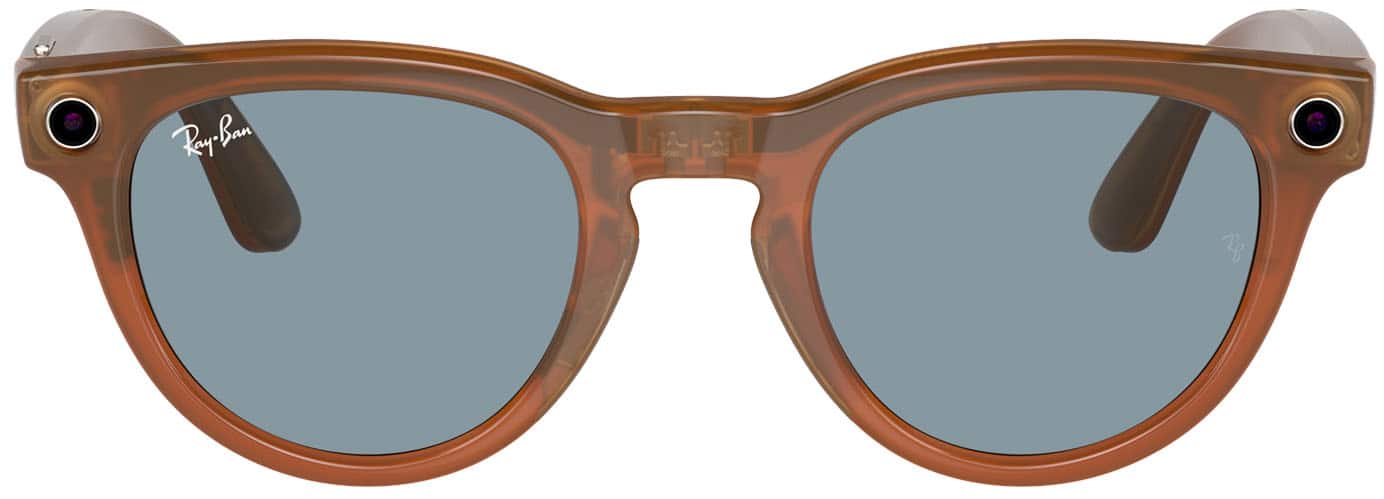 Alt View 16. Ray-Ban Meta - Headliner Smart Glasses with Meta AI, Audio, Photo, Video Compatibility - Blue Lenses - Shiny Caramel.