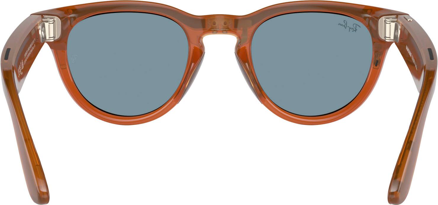 Alt View 18. Ray-Ban Meta - Headliner Smart Glasses with Meta AI, Audio, Photo, Video Compatibility -  Blue Lenses - Shiny Caramel.