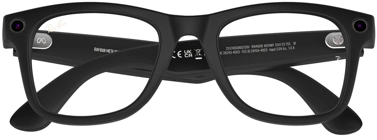 Alt View 25. Ray-Ban Meta - Wayfarer Large Smart Glasses with Meta AI, Audio, Photo, Video Compatibility - Clear to Green Transitions Lenses - Matte Black.