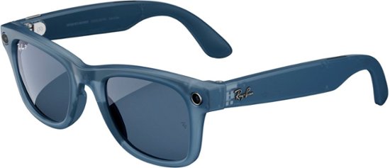 Front. Ray-Ban Meta - Wayfarer Smart Glasses with Meta Ai, Audio, Photo, Video Compatibility - Polarized Blue Lenses - Matte Jeans.