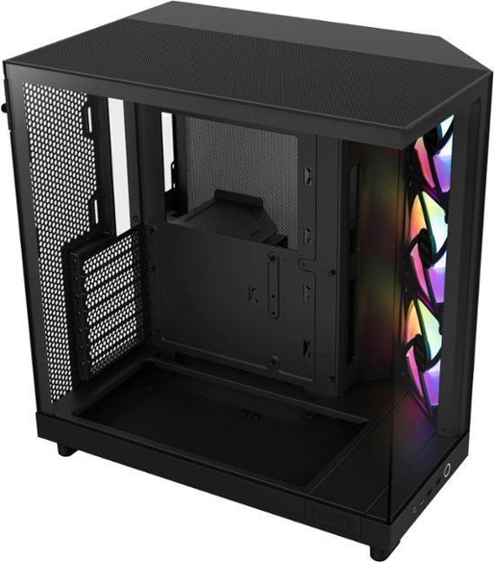 Front. NZXT - H6 Flow RGB ATX Mid-Tower Case with Dual Chamber - Black.