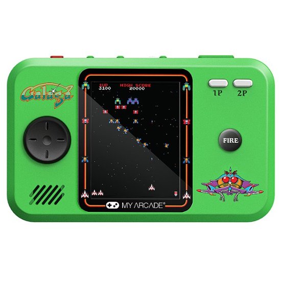 Alt View Zoom 11. My Arcade - Galaga Pocket Player Pro - Green & Black.