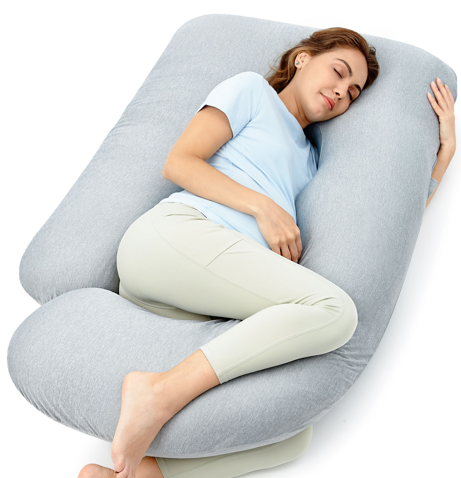 Momcozy U Shaped Cooling Fabric Pregnancy Pillow Gray MCMYZ01-NA00NB-MS -  Best Buy